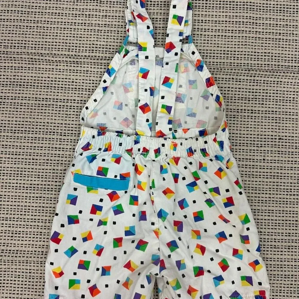 Vintage 90’s Oshkosh Rare Shortalls Geometric Shapes Kids 3T Overalls